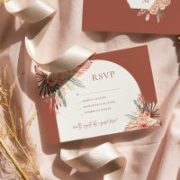 Bohemian Floral Terracotta & Ivory Wedding RSVP Em