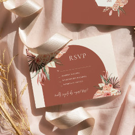 Convites Bohemian Floral Terracotta & Ivory Wedding RSVP Em