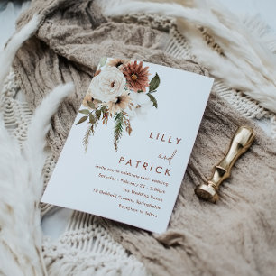 Convites Bohemian Floral Terracotta Wedding