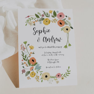 Convites Bohemian Floral Wildflower Wedding