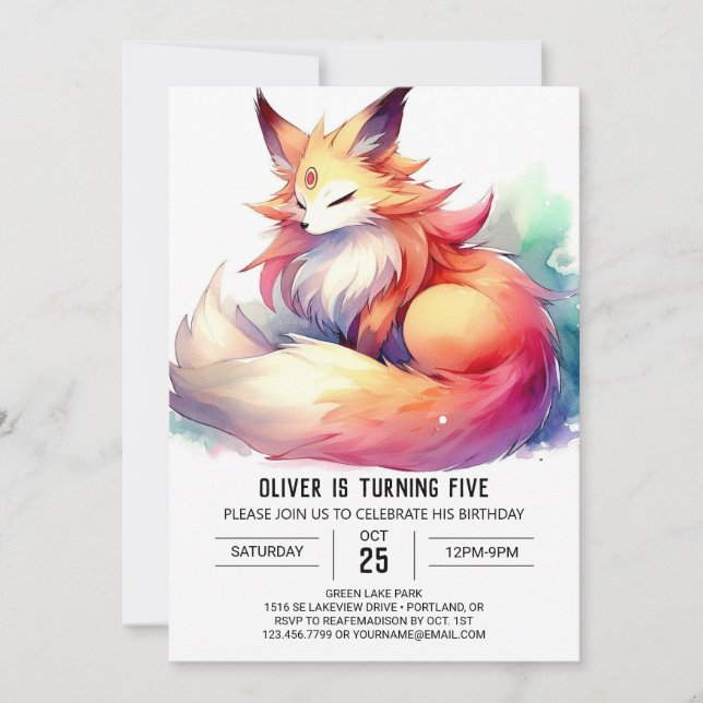 Convites Bohemian Joyful Fox Birthday (Frente)