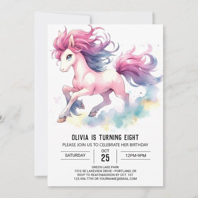 Convites Bohemian Kids Horse Birthday (Frente)