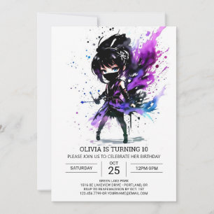 Convites Bohemian Ninja Printable Girl Aniversário