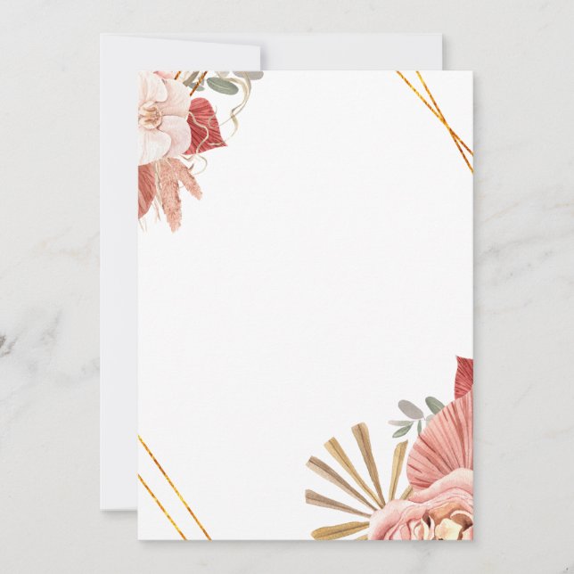 Convites Bohemian Ornamental Florals Rose Invitation  (Frente)