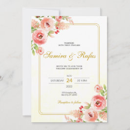 Convites Bohemian Pink Floral Wedding