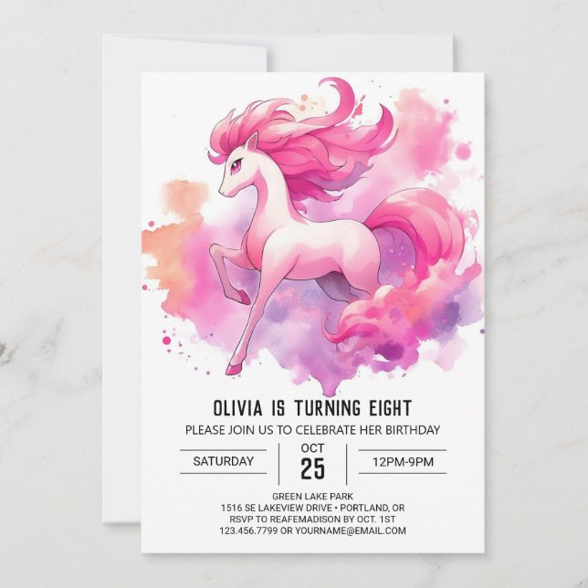 Convites Bohemian Printable Horse Birthday (Frente)