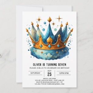 Convites Bohemian Printable Prince Crown Aniversário