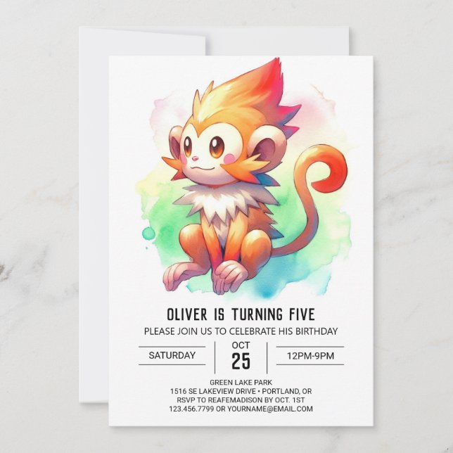 Convites Bohemian Rustic Monkey Birthday (Frente)