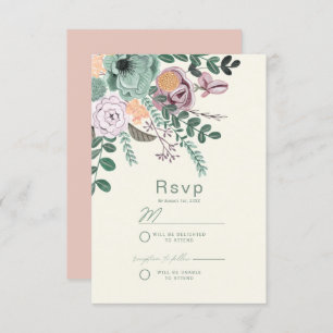 Convites Bohemian Sage Green & blush Chic Floral Flowers