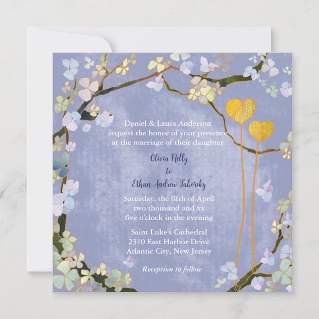 Convites Bohemian Style Powder Blue Weding (Frente)