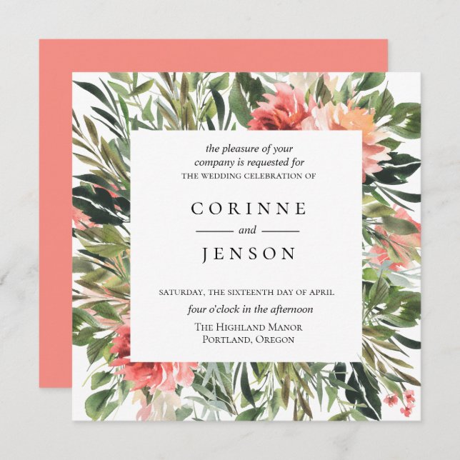 Convites Bohemian Summer Floral Invitation (Frente/Verso)