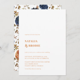 Convites Bohemian Terracotta Blue Floral Invitation
