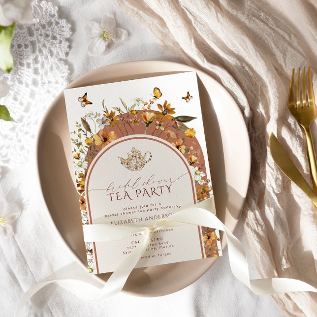 Convites Bohemian Terracotta Wildflower Bridal Tea Party (Criador carregado)