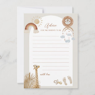 Convites Bohemian Toys Giraffe Sun Advice para pais