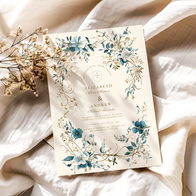 Convites Bohemian Vintage Floral Fern Wedding (Criador carregado)