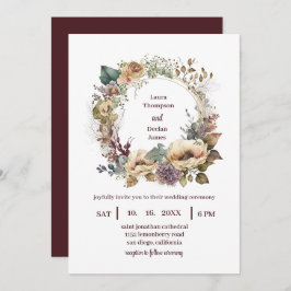Convites Bohemian Watercolor Floral Boho Wreath Wedding