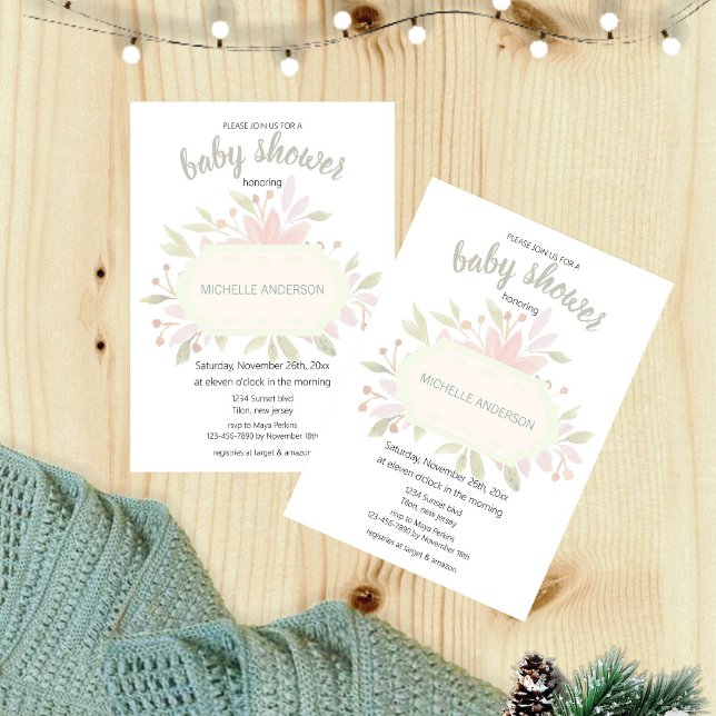 Convites Bohemian Watercolor Floral Gênero Neutro (Criador carregado)