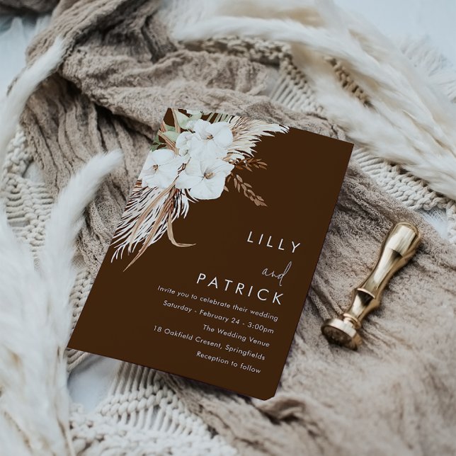 Convites Bohemian White Floral Modern Weding (Criador carregado)