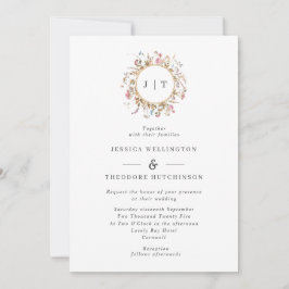 Convites Bohemian Wildflower Wreath Monogramas