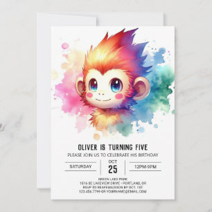 Convites Bohemian Woodland Monkey Birthday