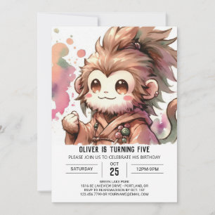 Convites Bohemian Woodland Monkey Birthday