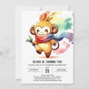 Convites Bohemian Woodland Monkey Birthday