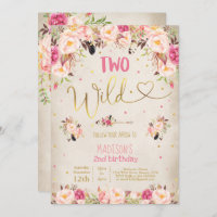 Boho 2 Wilthday Invitation Watercolor Boho