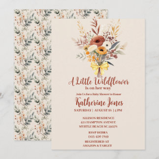 Convites Boho A Little Wilflower Girl Chá de fraldas