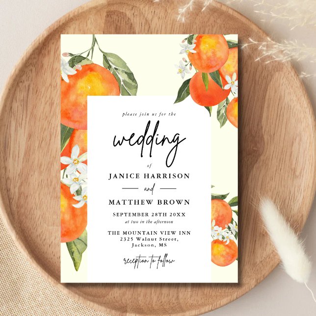 Convites Boho Abstract Sketchy Orange Garden Wedding (Criador carregado)