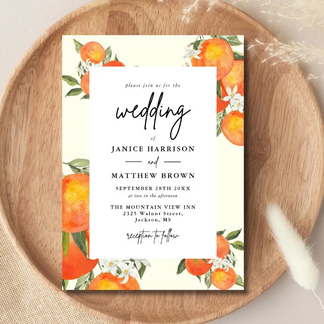 Convites Boho Abstract Sketchy Orange Garden Wedding (Criador carregado)
