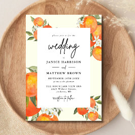 Convites Boho Abstrato Desenho Jardim Laranja Casamento