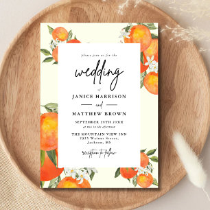 Convites Boho Abstrato Desenho Jardim Laranja Casamento