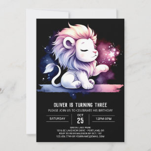 Convites Boho Adorable Lion Birthday