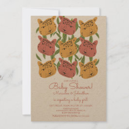 Convites Boho Animal Cat Cheetah Safari Chá de fraldas