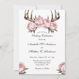 Convites Boho Antler com Celebração de Casamento de Peões R