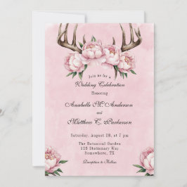 Convites Boho Antler com Celebração de Casamento de Peões R