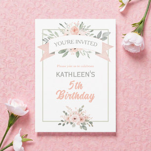 Convites Boho Aquarela Aniversário Rosa e Turquesa