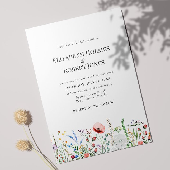 Convites Boho Aquarela Casamento em Prado de Flores Silvest (Criador carregado)