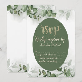 Convites Boho Aquarela Eucalipto Folhagem RSVP