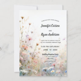 Convites Boho Aquarela Floral Flor de Campo Personalize