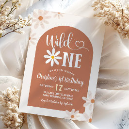 Convites Boho Arch Daisy Wild Um Primeiro Aniversário
