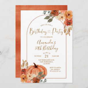 Convites Boho Arch Fall Pumpkin Birthday 30 Party