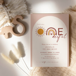 Convites Boho Arch Rainbow primeiro aniversario Miss Oneinc
