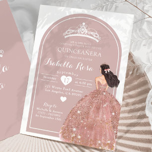 Convites Boho Arch Rosa Dourada Princesa Mexicana Quinceañe