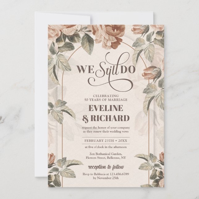 Convites Boho arch vintage terracotta rosa ainda fazemos (Frente)