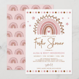 Convites Boho Arco-íris | Chuveiro Foster Terracota Rosa Su