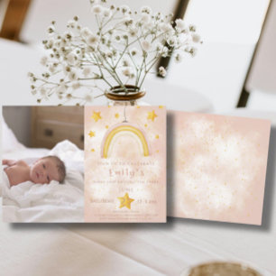 Convites Boho arco-íris pinky magro estrelas douradas