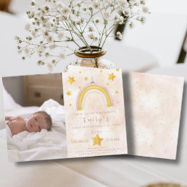 Convites Boho arco-íris pinky magro estrelas douradas