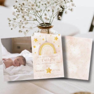 Convites Boho arco-íris pinky magro estrelas douradas