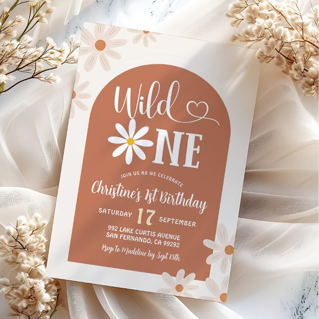 Convites Boho Arco Margarida Fera Um Primeiro Aniversário (Criador carregado)
